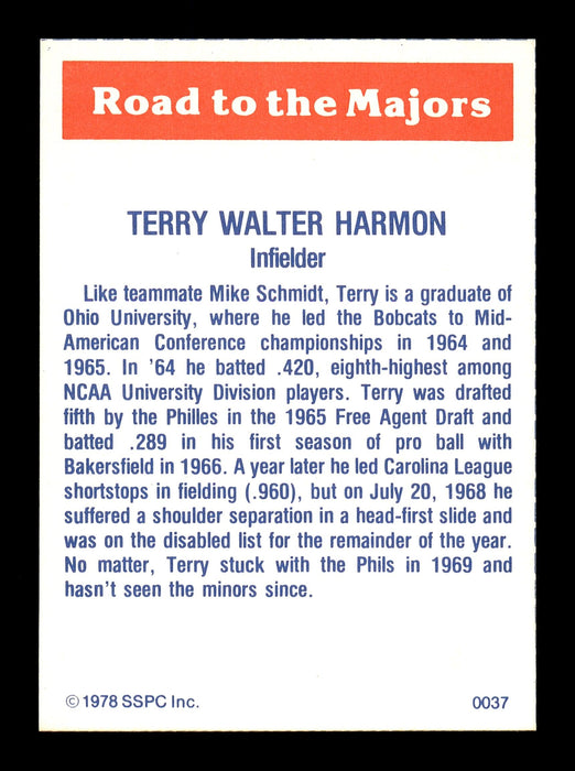 Terry Harmon Autographed 1978 SSPC Card #37 Philadelphia Phillies SKU #172257 - RSA