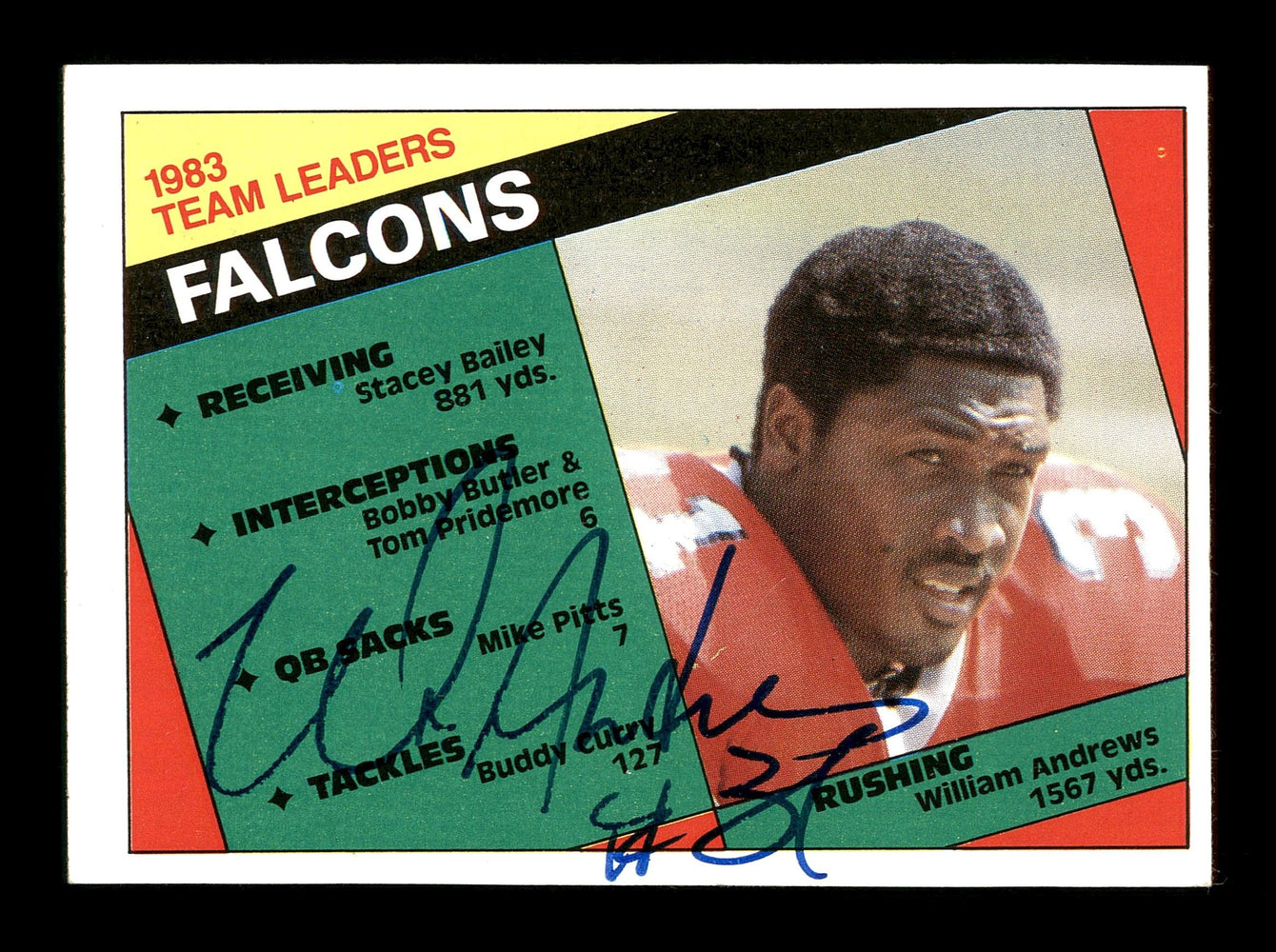 William Andrews Autographed 1984 Topps Card #208 Atlanta Falcons SKU #176170 - RSA