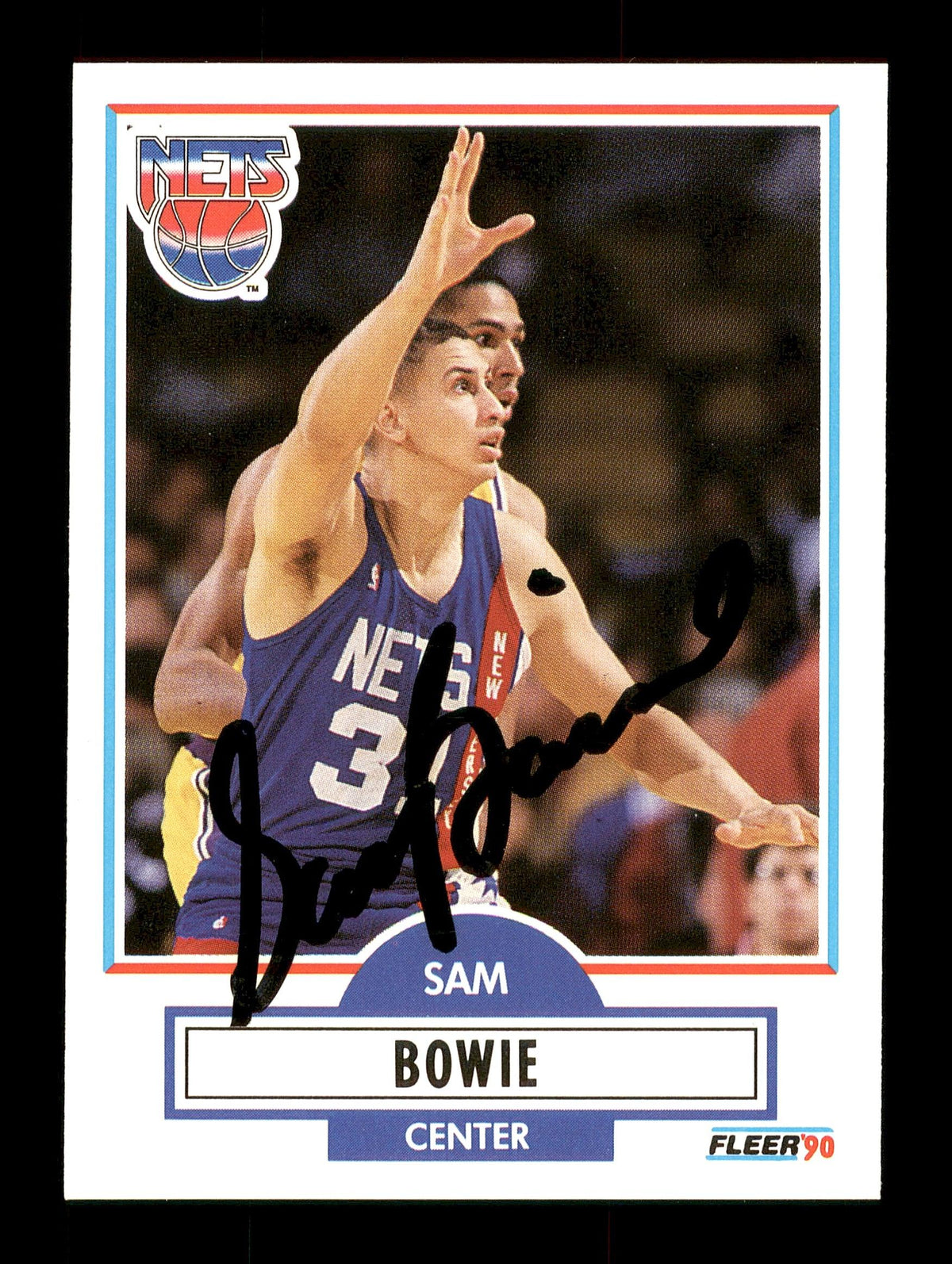 Sam Bowie Autographed 1990-91 Fleer Card #118 New Jersey Nets SKU 