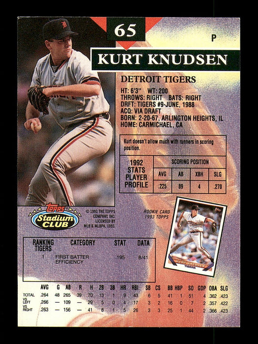 Kurt Knudsen Autographed 1993 Stadium Club Card #65 Detroit Tigers SKU #183878 - RSA