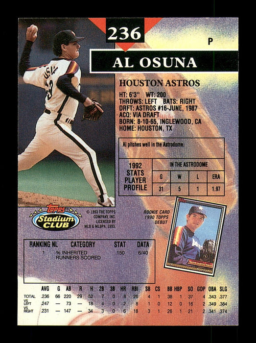 Al Osuna Autographed 1993 Stadium Club Card #236 Houston Astros SKU #183880 - RSA