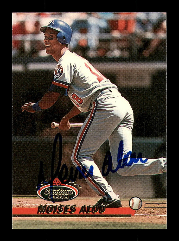 Moises Alou Autographed 1993 Stadium Club Rookie Card #239 Montreal Expos SKU #183885 - RSA