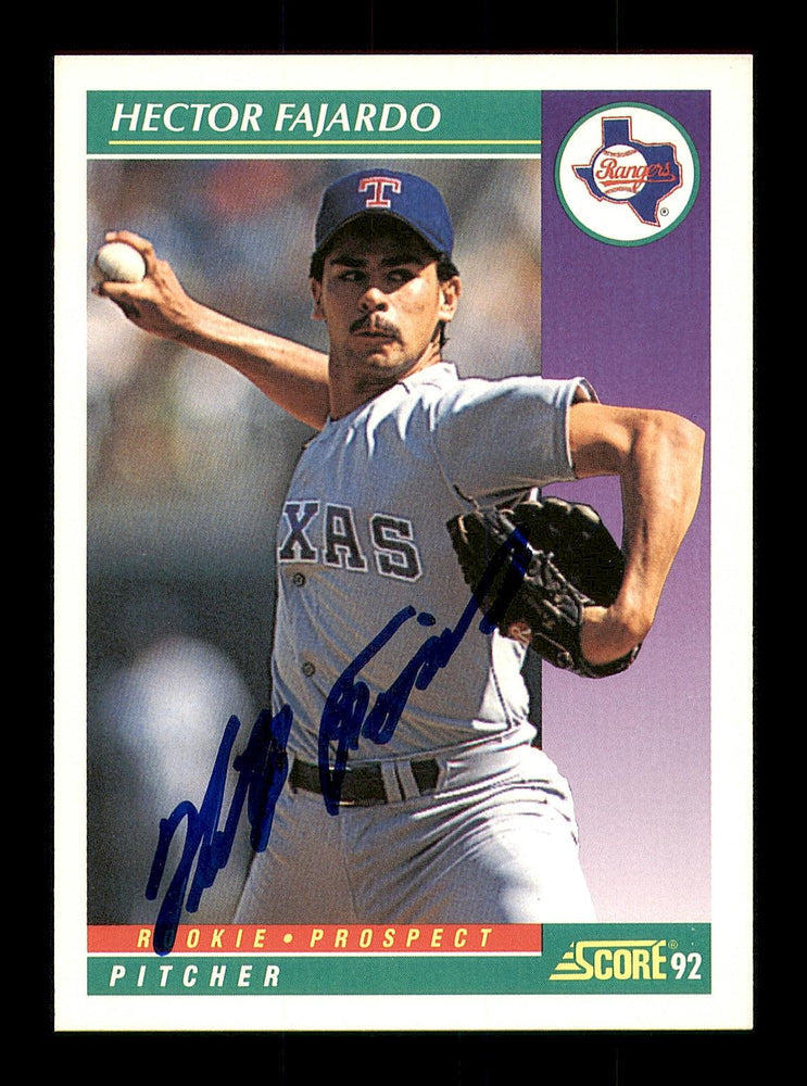 Hector Fajardo Autographed 1992 Score Rookie Card #842 Texas Rangers SKU #183942 - RSA