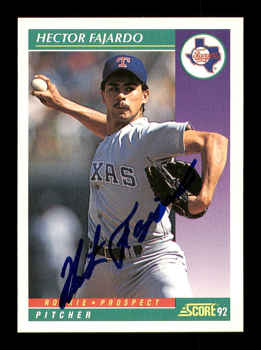 Hector Fajardo Autographed 1992 Score Rookie Card #842 Texas Rangers SKU #183943 - RSA