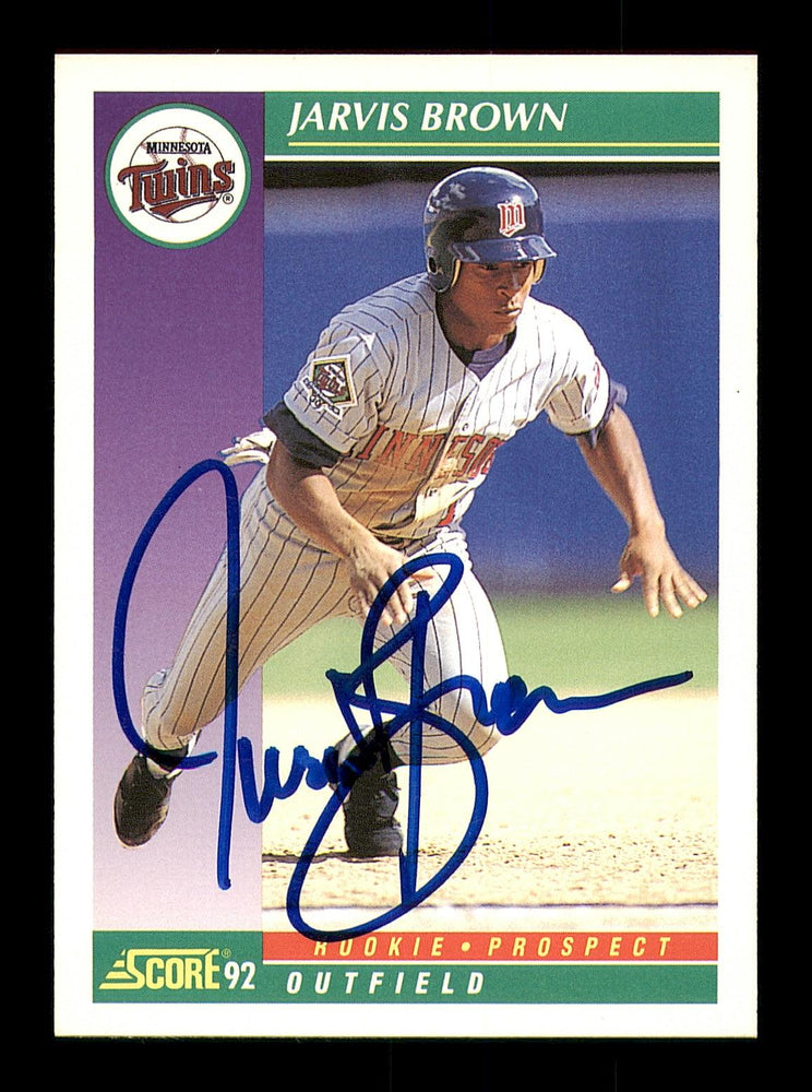 Jarvis Brown Autographed 1992 Score Rookie Card #870 Minnesota Twins SKU #183947 - RSA