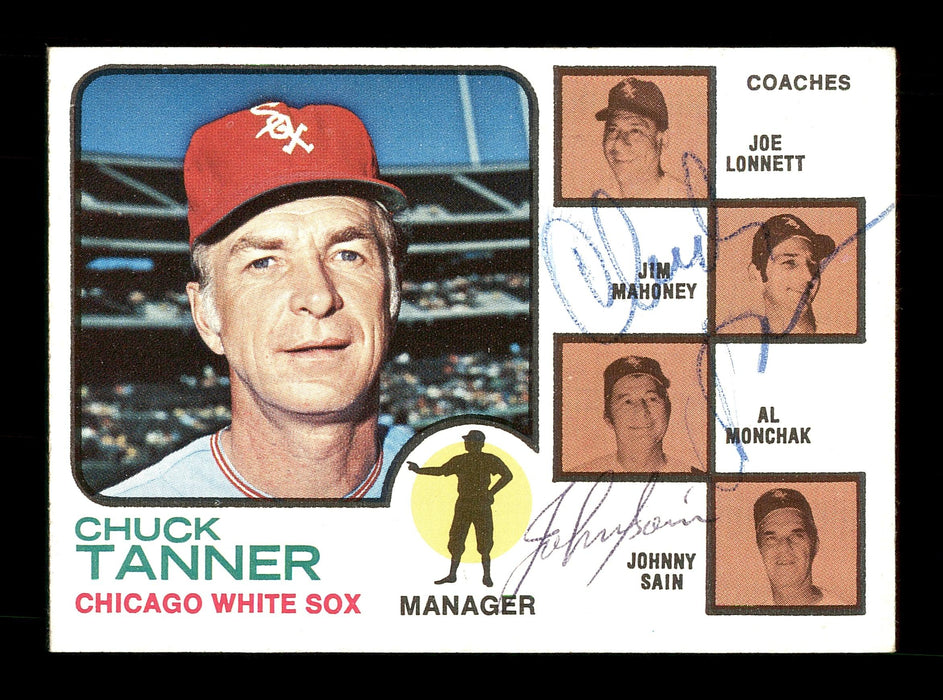 Chuck Tanner & Johnny Sain Autographed 1973 Topps Card #356 Chicago White Sox SKU #167570 - RSA