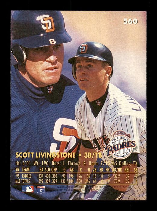 Scott Livingstone Autographed 1993 Fleer Ultra Card #560 San Diego Padres SKU #184011 - RSA