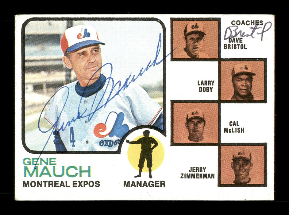 Gene Mauch & Dave Bristol Autographed 1973 Topps Card #377 Montreal Expos SKU #167599 - RSA