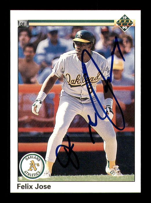 Felix Jose Autographed 1990 Upper Deck Card #228 Oakland A's SKU #184035 - RSA