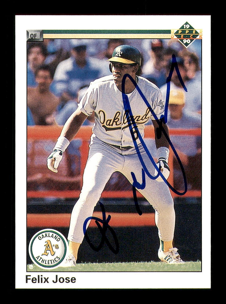 Felix Jose Autographed 1990 Upper Deck Card #228 Oakland A's SKU #184035 - RSA