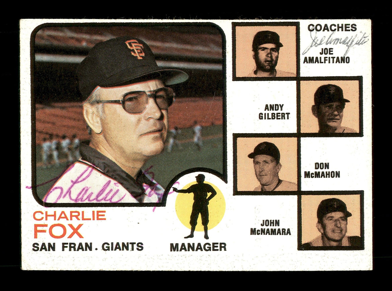 Charlie Fox & Joe Amalfitano Autographed 1973 Topps Card #252 San Francisco Giants SKU #167602 - RSA