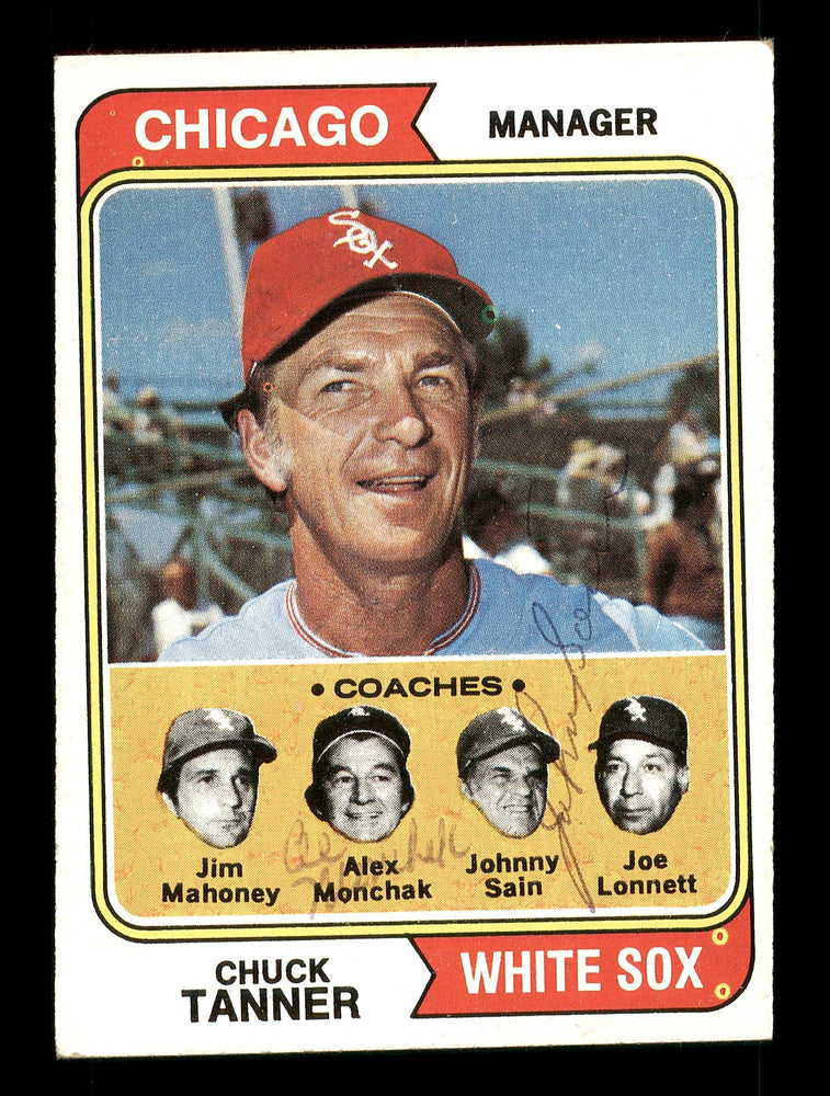 Johnny Sain & Alex Monchak Autographed 1974 Topps Card #221 Chicago White Sox SKU #167625 - RSA