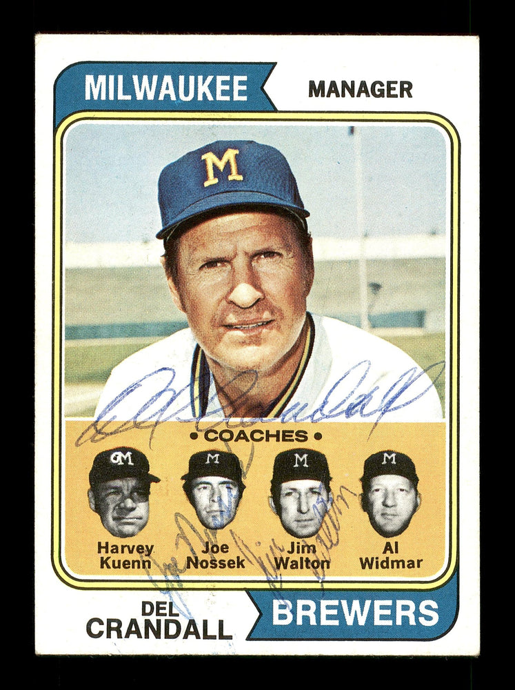 Del Crandall, Joe Nossek & Jim Walton Autographed 1974 Topps Card #99 Milwaukee Brewers SKU #167630 - RSA