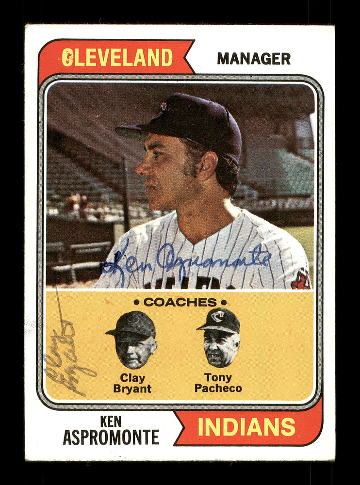 Ken Aspromonte & Clay Bryant Autographed 1974 Topps Card #521 Cleveland Indians SKU #167633 - RSA