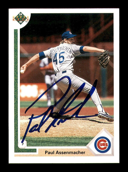 Paul Assenmacher Autographed 1991 Upper Deck Card #491 Chicago Cubs SKU #184104 - RSA