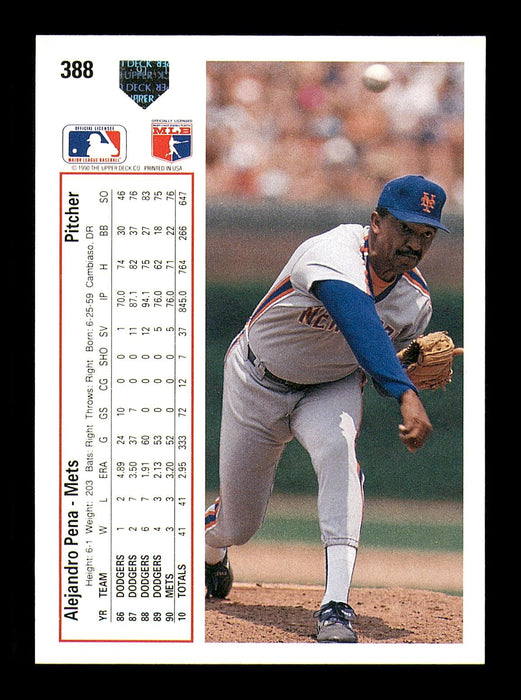 Alejandro Pena Autographed 1991 Upper Deck Card #388 Los Angeles Dodgers SKU #184131 - RSA