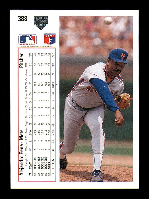 Alejandro Pena Autographed 1991 Upper Deck Card #388 Los Angeles Dodgers SKU #184132 - RSA