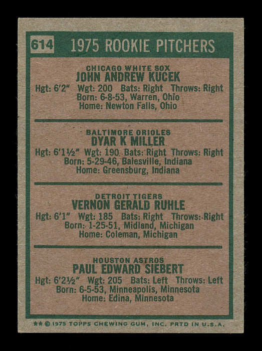 Jack Kucek & Dyar Miller Autographed 1975 Topps Rookie Card #614 SKU #167701 - RSA