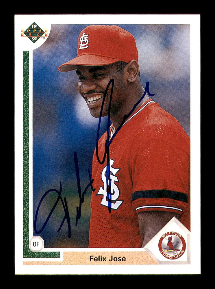 Felix Jose Autographed 1991 Upper Deck Card #387 St. Louis Cardinals SKU #184136 - RSA