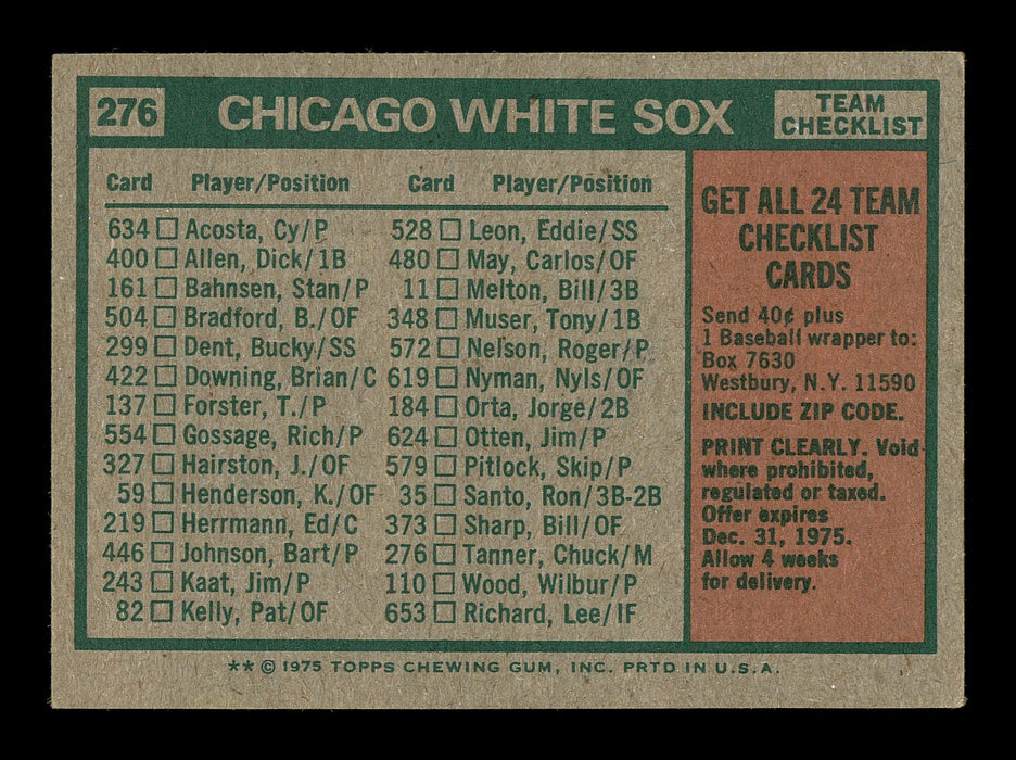 Nyls Nyman & Rich Hinton Autographed 1975 Topps Card #276 Chicago White Sox SKU #167705 - RSA