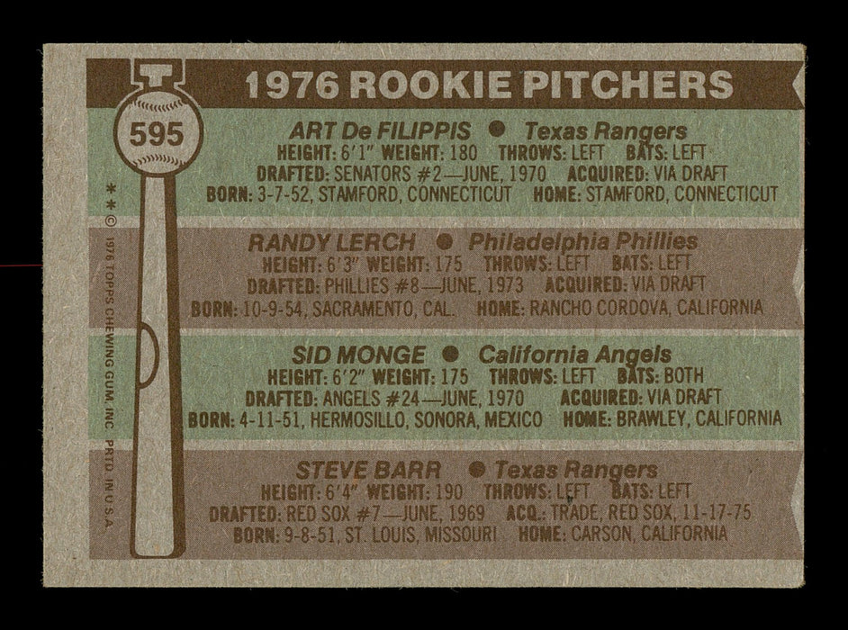 Sid Monge & Steve Barr Autographed 1976 Topps Rookie Card #595 SKU #167714 - RSA