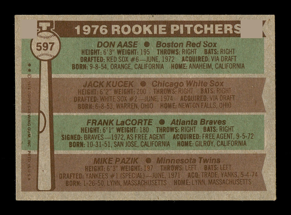 Frank LaCorte & Jack Kucek Autographed 1976 Topps Rookie Card #597 SKU #167717 - RSA