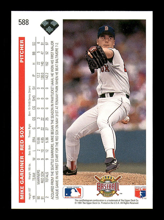 Mike Gardiner Autographed 1992 Upper Deck Card #588 Boston Red Sox SKU #184203 - RSA