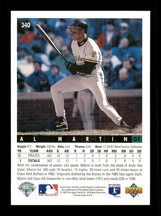 Al Martin Autographed 1993 Upper Deck Card #340 Pittsburgh Pirates SKU #184313 - RSA
