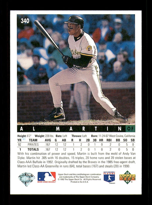 Al Martin Autographed 1993 Upper Deck Card #340 Pittsburgh Pirates SKU #184314 - RSA