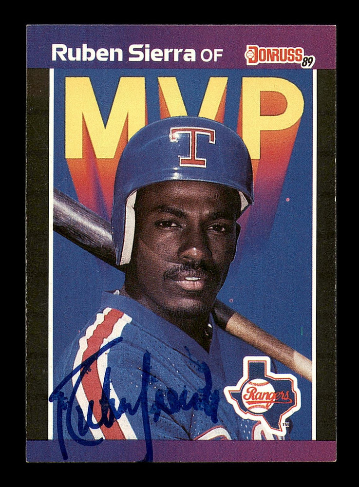 Ruben Sierra Autographed 1989 Donruss Card #BC-26 Texas Rangers SKU #184410 - RSA