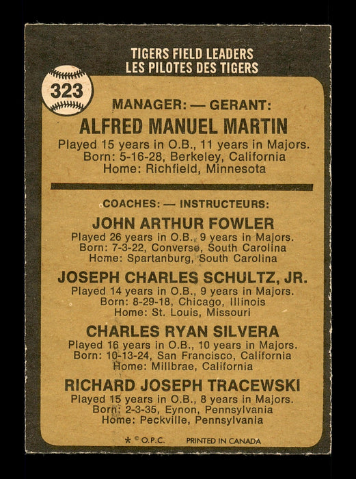 Dick Tracewski Autographed 1973 O-Pee-Chee Card #323 Detroit Tigers Coach SKU #169255 - RSA