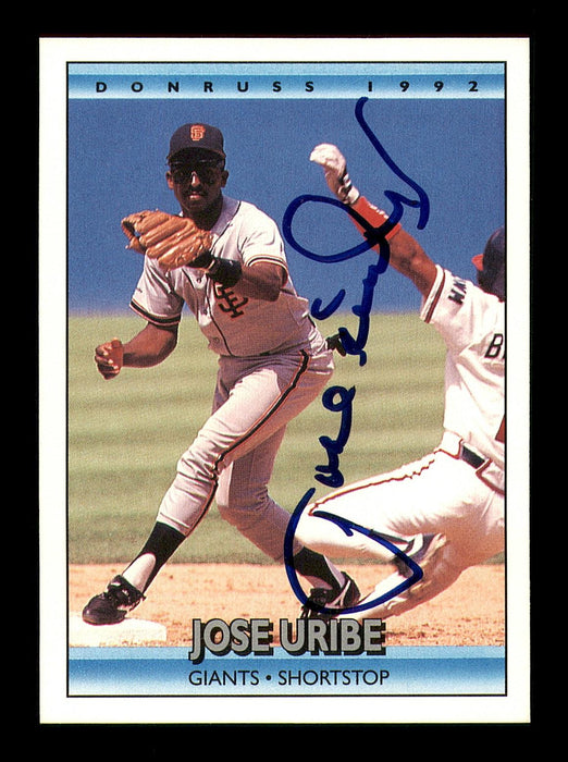 Jose Uribe Autographed 1992 Donruss Card #453 San Francisco Giants SKU #184549 - RSA