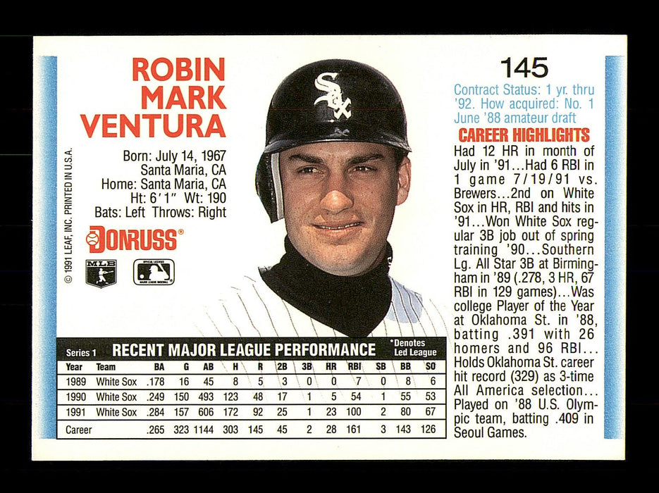 Robin Ventura Autographed 1992 Donruss Card #145 Chicago White Sox SKU #184565 - RSA