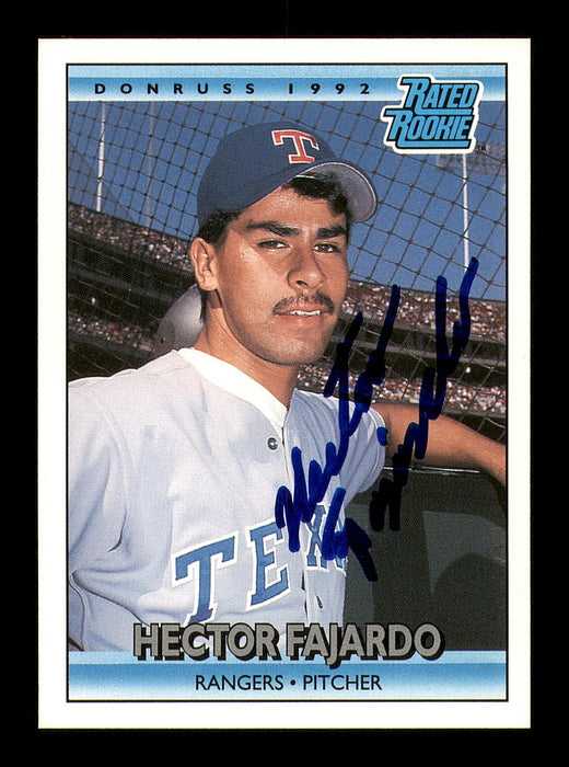 Hector Fajardo Autographed 1992 Donruss Rookie Card #419 Texas Rangers SKU #184568 - RSA