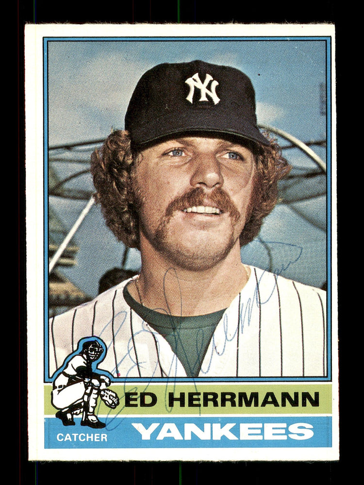 Ed Herrmann Autographed 1976 O-Pee-Chee Card #406 New York Yankees SKU #169457 - RSA
