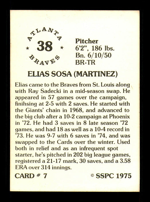 Elias Sosa Autographed 1975 SSPC Card #7 Atlanta Braves SKU #184709 - RSA
