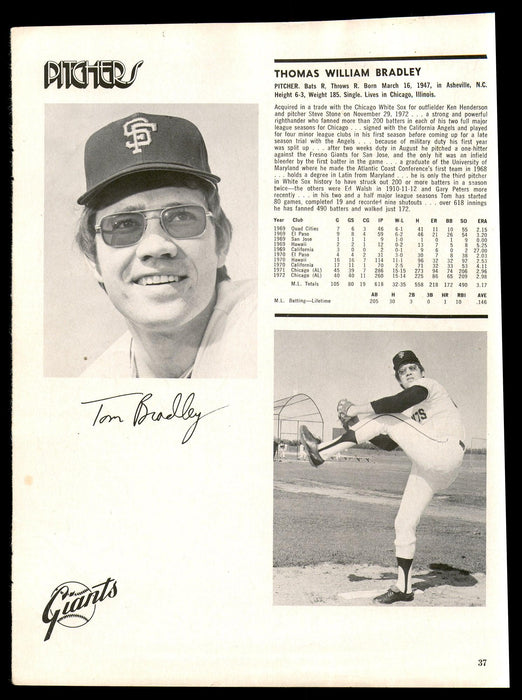Ron Bryant Autographed 8x11 Magazine Page Photo San Francisco Giants SKU #185434 - RSA