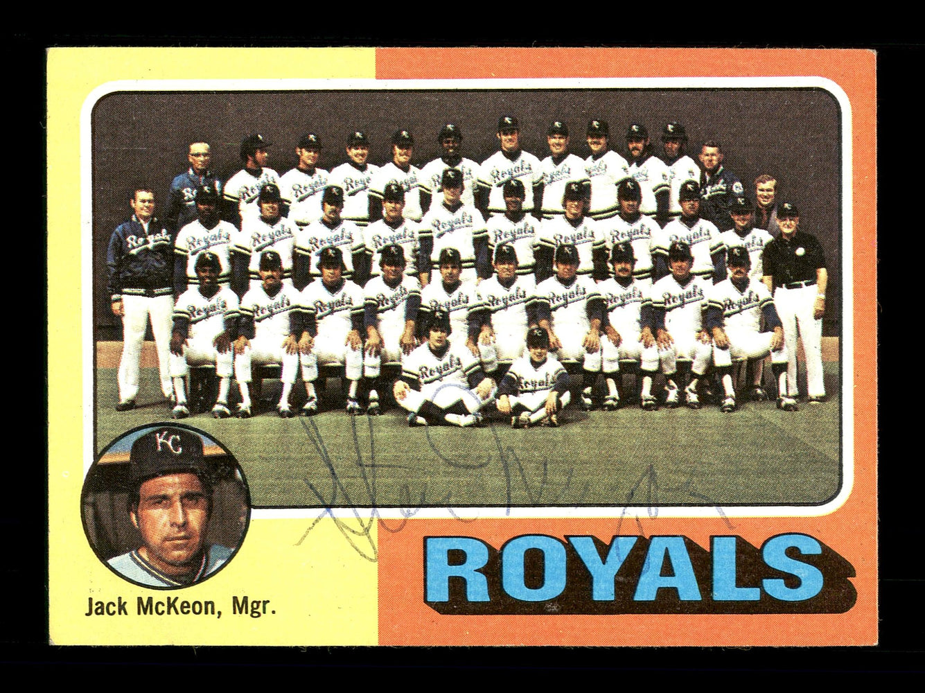 Steve Mingori Autographed 1975 Topps Team Card #72 Kansas City Royals SKU #168355 - RSA