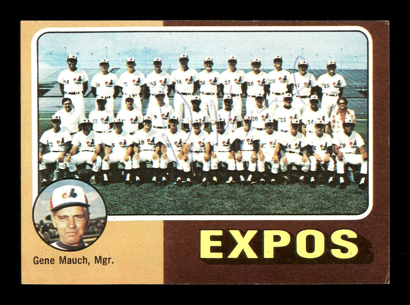 Pepe Mangual Autographed 1975 Topps Team Card #101 Montreal Expos SKU #168367 - RSA