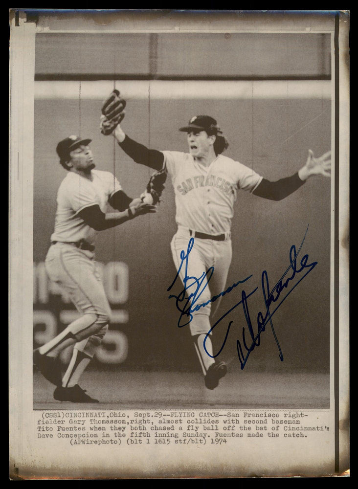 Tito Fuentes & Gary Thomasson Autographed 8x11 AP Photo San Francisco Giants SKU #185502 - RSA