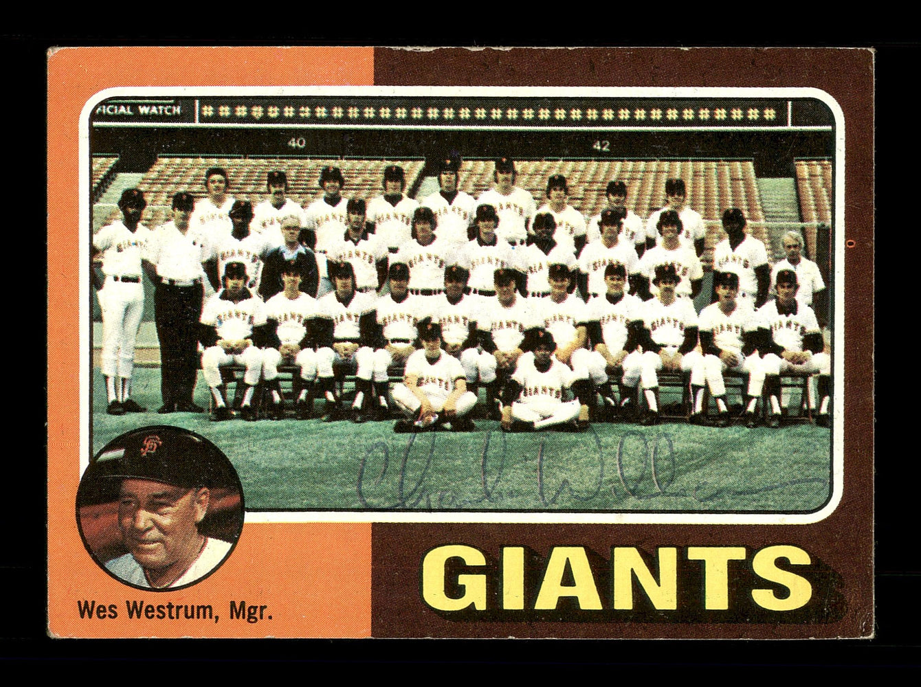 Charlie Williams Autographed 1975 Topps Team Card #216 San Francisco Giants SKU #168401 - RSA