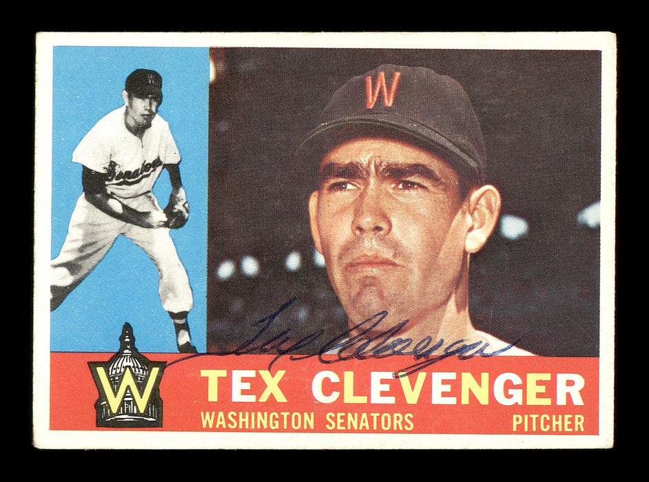 Tex Clevenger Autographed 1960 Topps Card #392 Washington Senators SKU #169662 - RSA