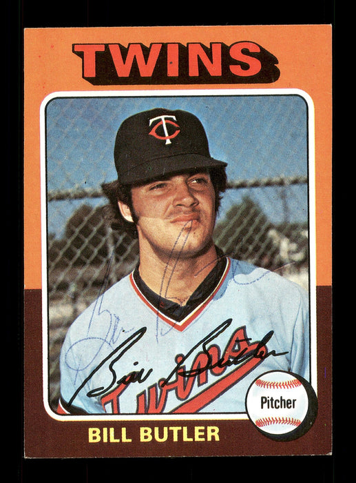 Bill Butler Autographed 1975 Topps Card #549 Minnesota Twins SKU #168500 - RSA