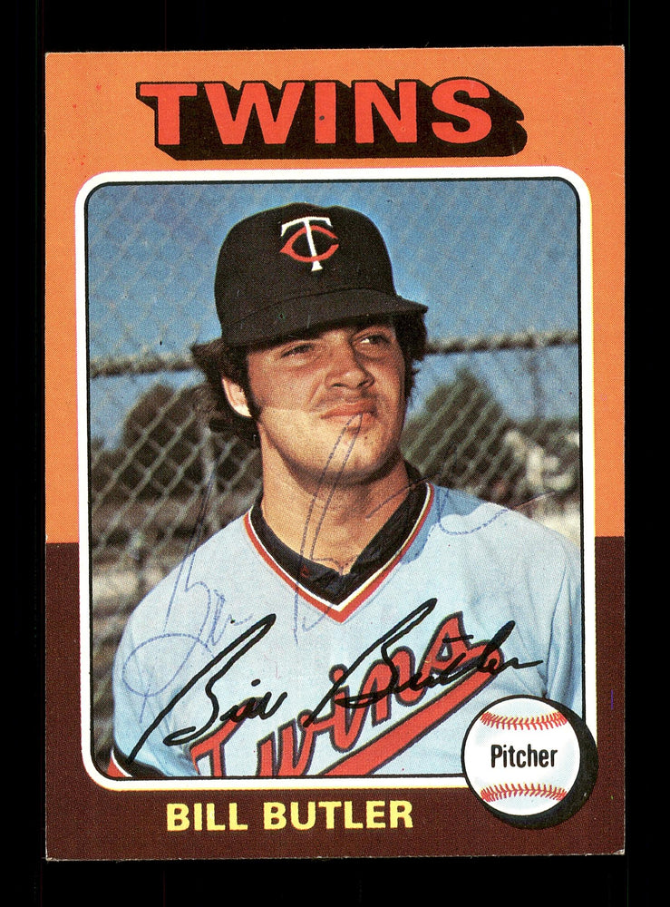 Bill Butler Autographed 1975 Topps Card #549 Minnesota Twins SKU #168500 - RSA