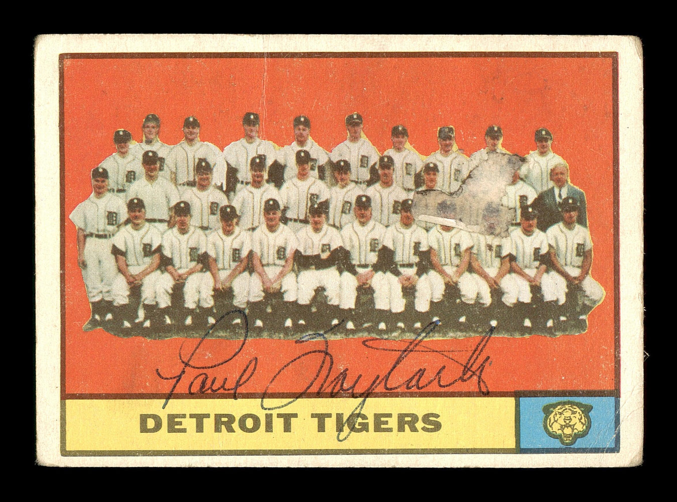 Paul Foytack Autographed 1961 Topps Team Card #51 Detroit Tigers SKU #169741 - RSA