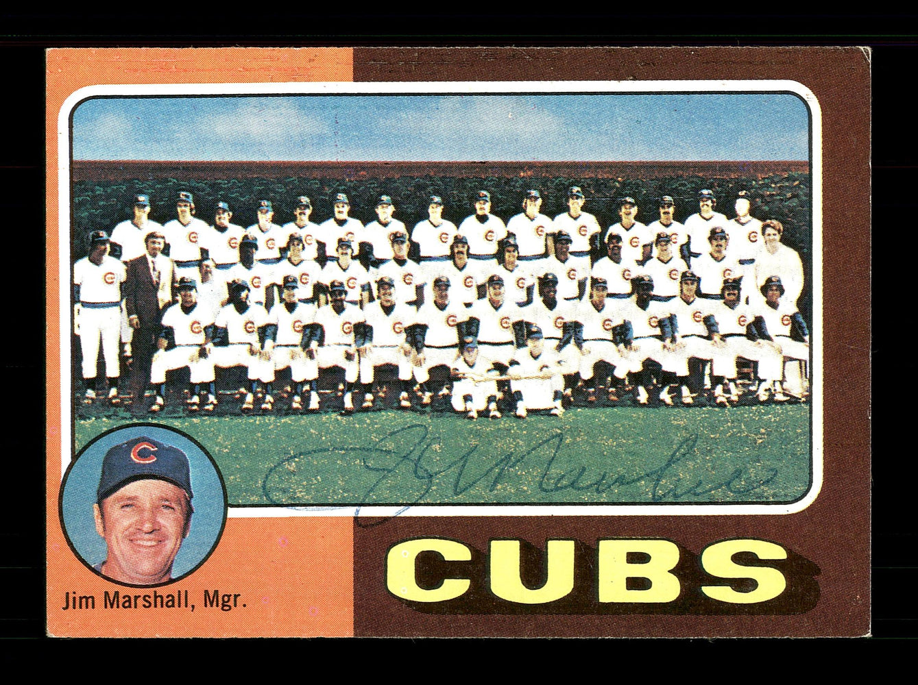 Jim Marshall Autographed 1975 Topps Card #638 Chicago Cubs SKU #168545 - RSA