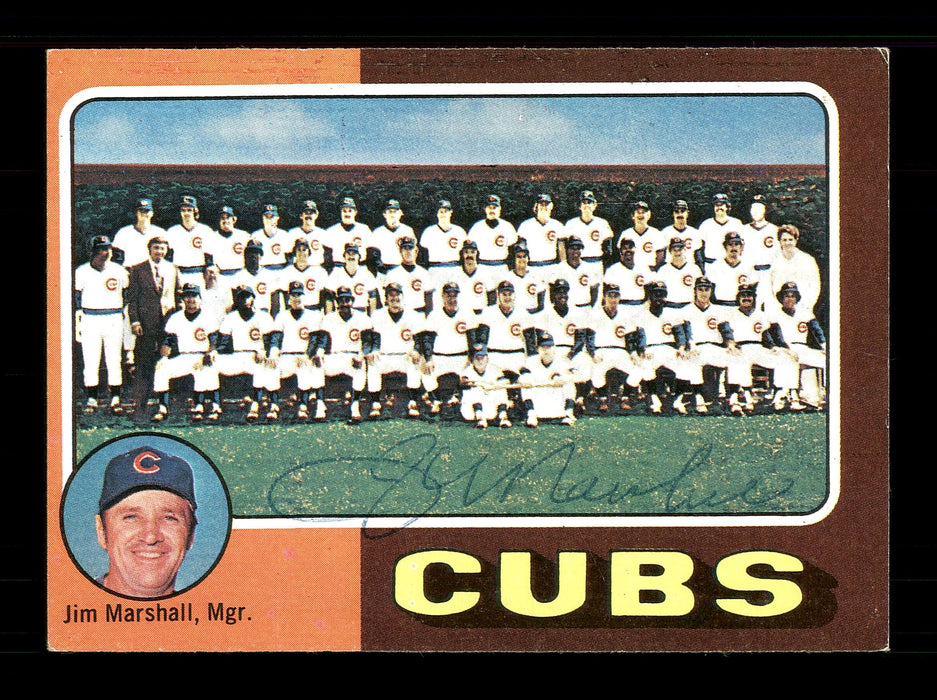Jim Marshall Autographed 1975 Topps Card #638 Chicago Cubs SKU #168545 - RSA