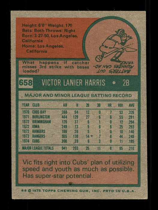 Vic Harris Autographed 1975 Topps Card #658 Chicago Cubs SKU #168551 - RSA