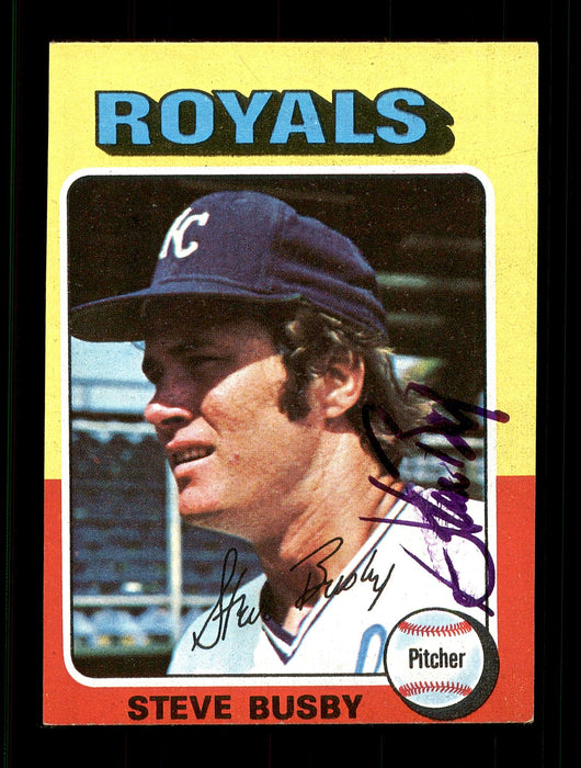 Steve Busby Autographed 1975 Topps Mini Card #120 Kansas City Royals SKU #168591 - RSA