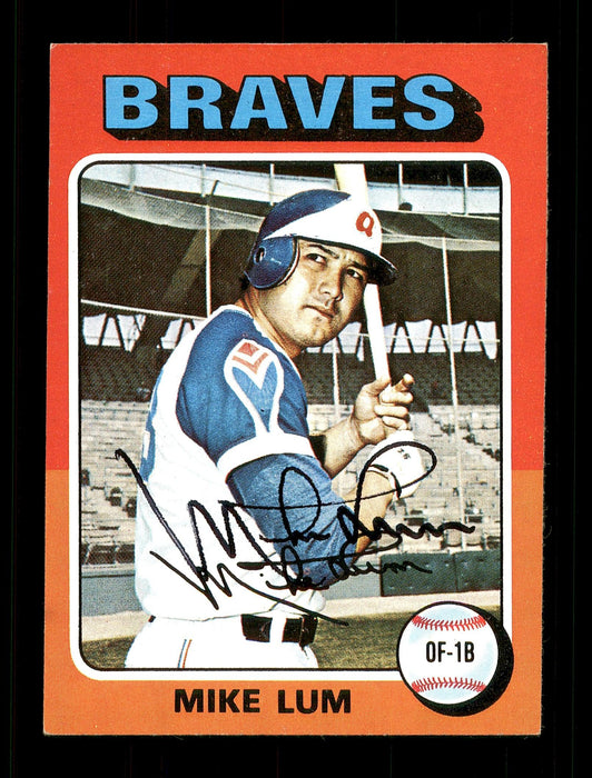 Mike Lum Autographed 1975 Topps Mini Card #154 Atlanta Braves SKU #168598 - RSA